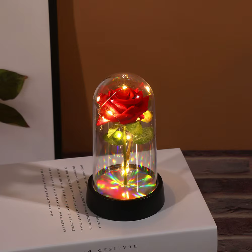 Rose éternelle, cadeau d'anniversaire de mariage, de saint-valentin, ornement lumineux coloré pour femmes, maman, petite amie, femme, décoration de la maison