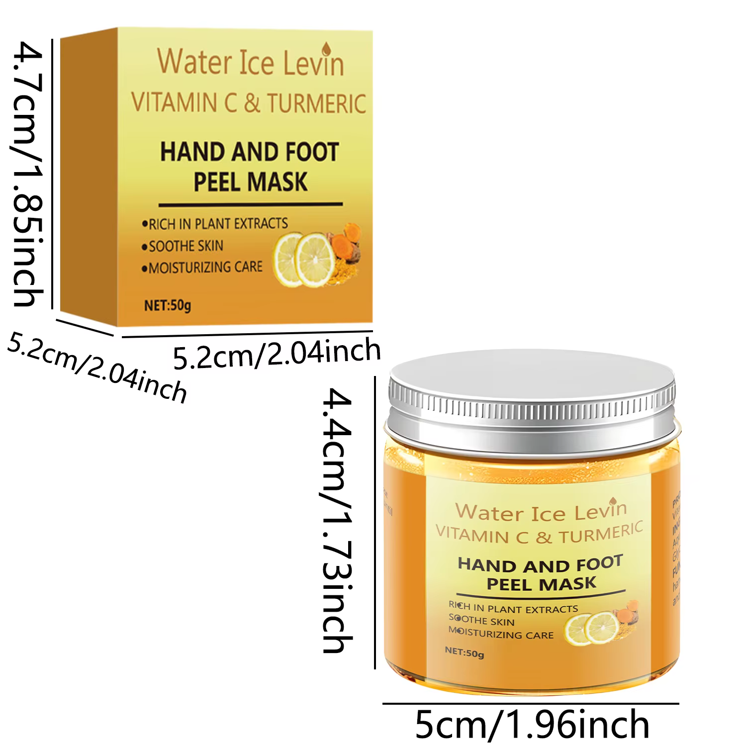 Masque pour les mains et les pieds au curcuma et à la vitamine C, 50 g, soin à base de plantes, hydratant et nourrissant, à appliquer et à rincer immédiatement, lisse et répare, éclaircit la peau, nou