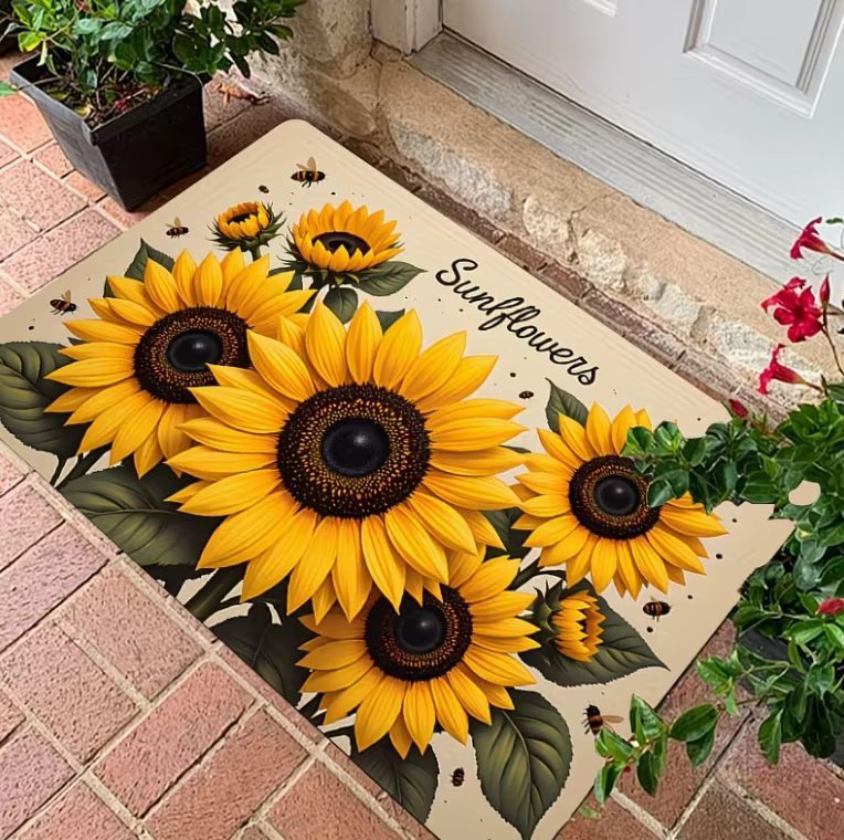 Tapis vintage Boho à fleurs de tournesol