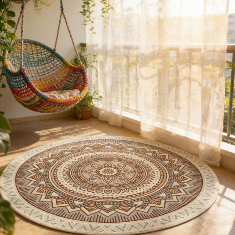 Tapis rond en Imitation laine