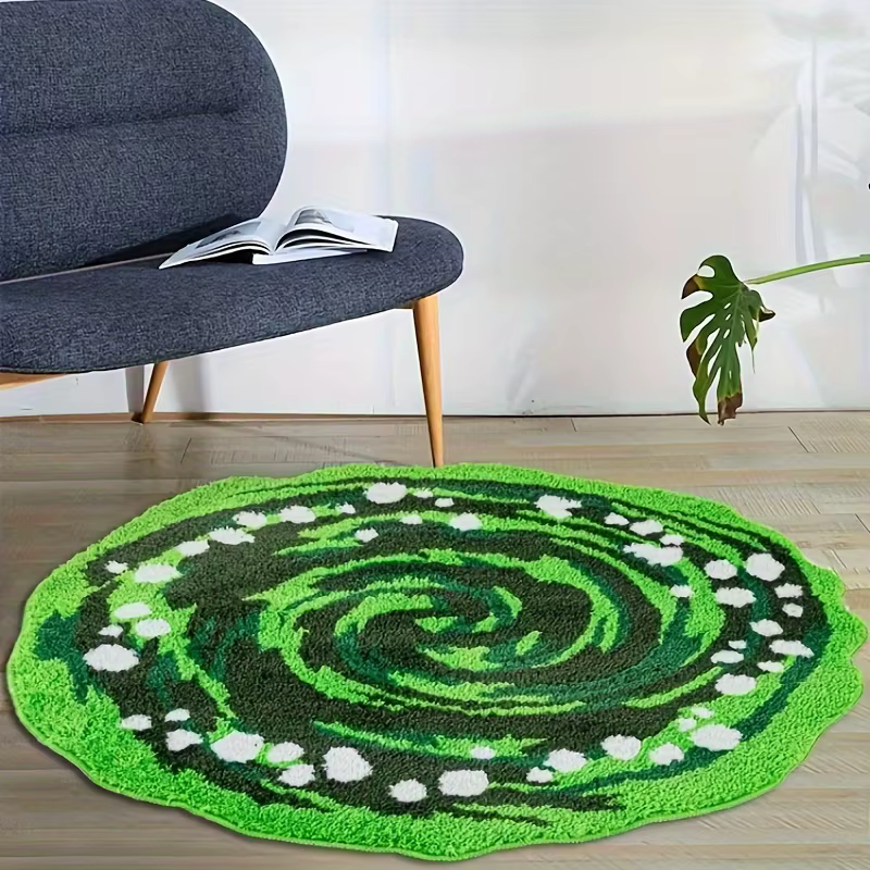 VIKAMA vert rond en peluche tapis pour salon chambre chevet