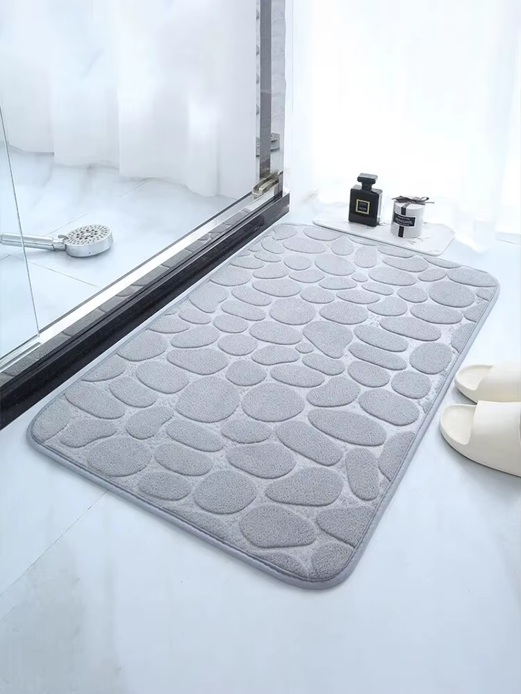 1 tapis de bain en galets gaufrés, tapis de sol absorbant en mousse à mémoire de forme, tapis de porte antidérapant, tapis de sol intérieur, accessoires de salle de bain