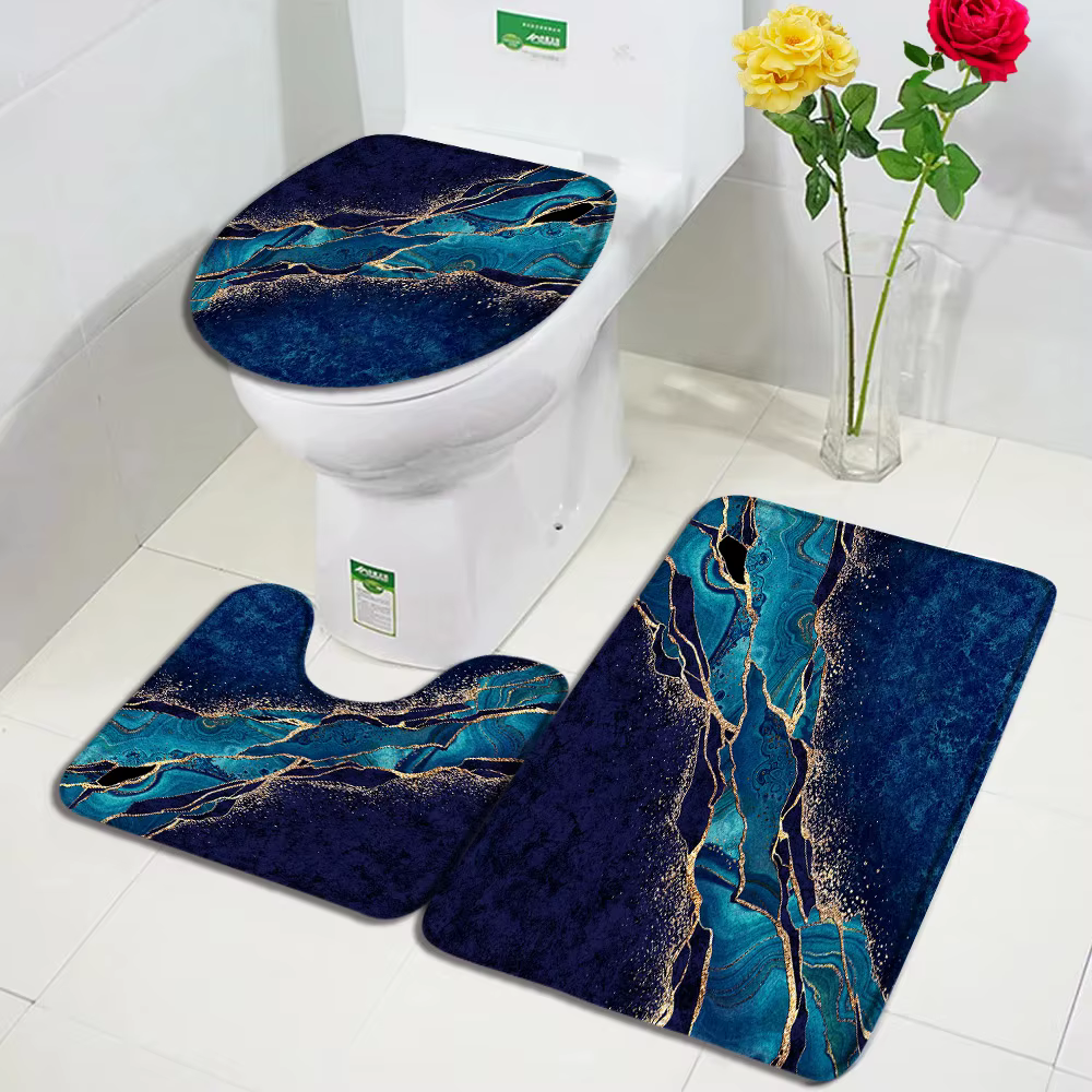 Ensemble de tapis de bain en marbre abstrait