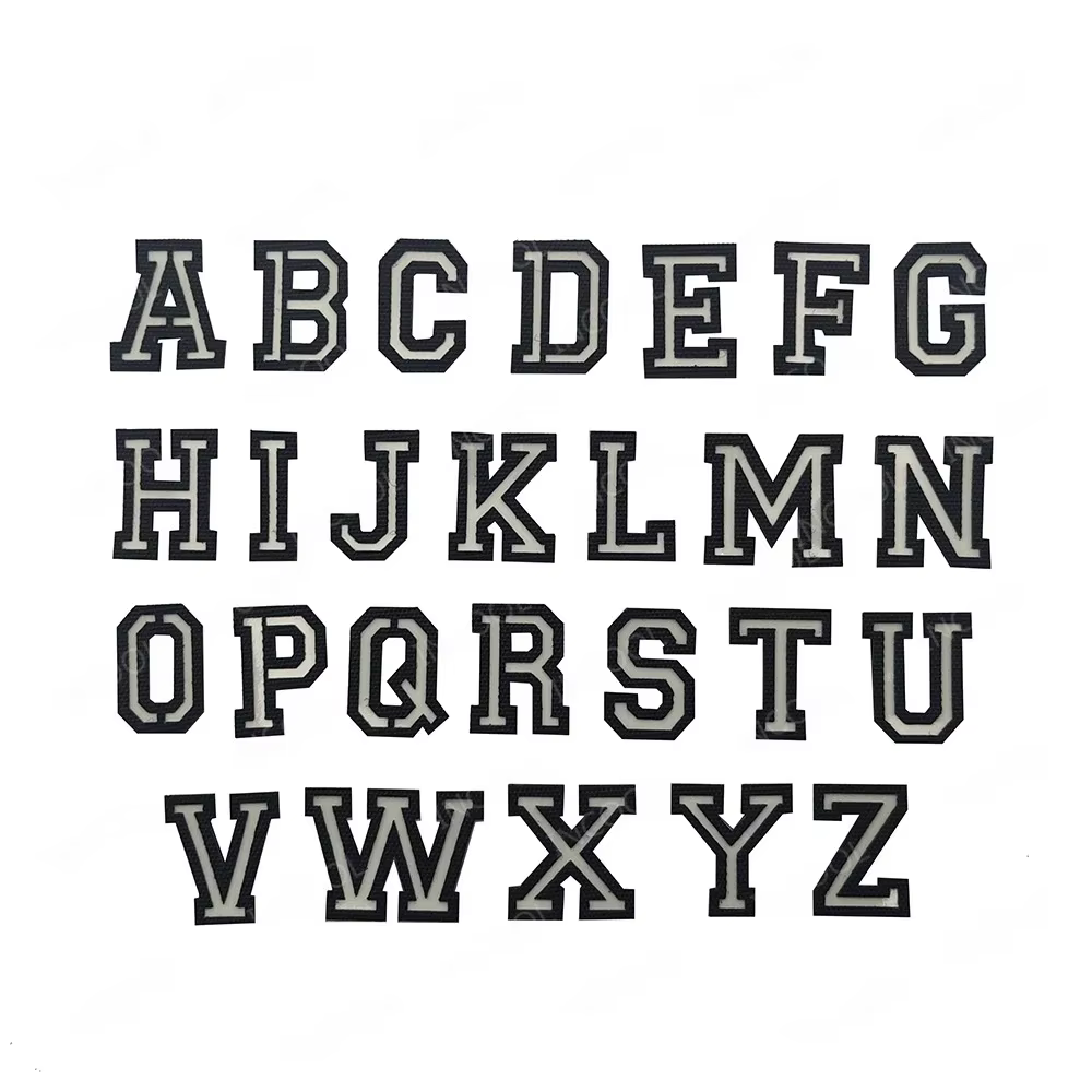 Patch de lettres anglaises lumineuses qui brillent dans la nuit, Alphabet majuscul, chiffres arabes A-Z 0-9, Badges décoratifs tactiques, patchs appliqués