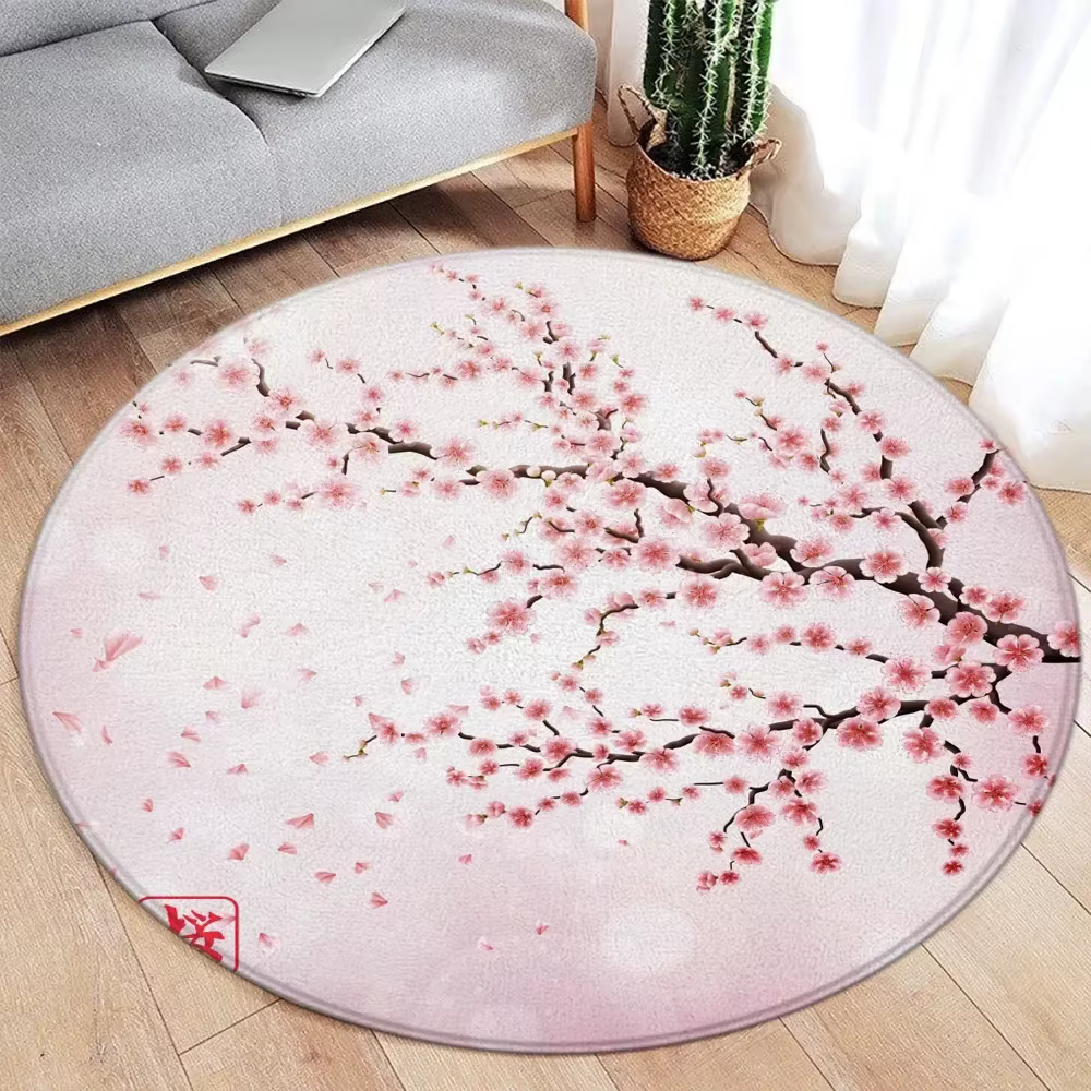 Tapis de style japonais avec poissons Koi et fleurs de cerisier
