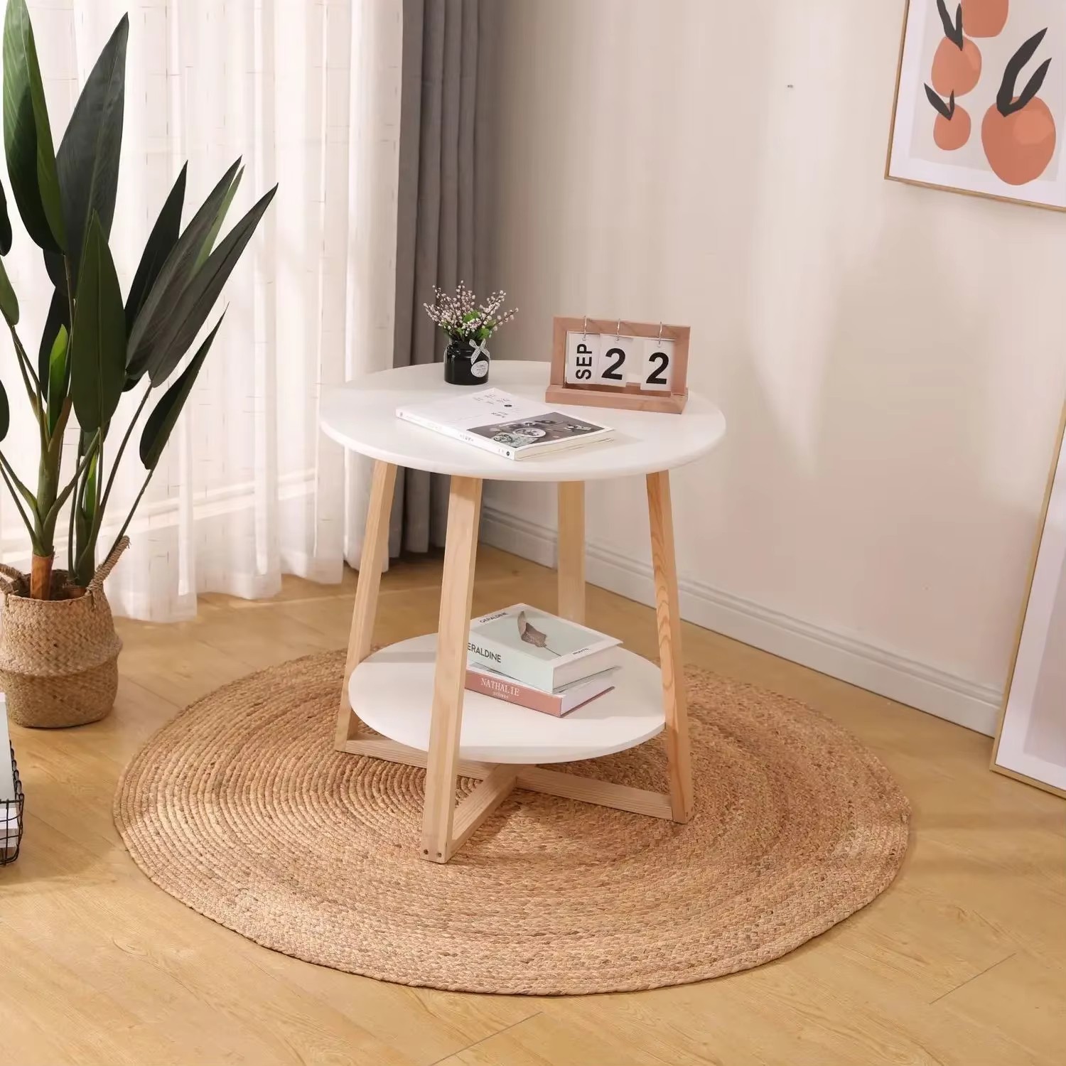 Tapis de rotin tissé à la main Rond Paille Jute