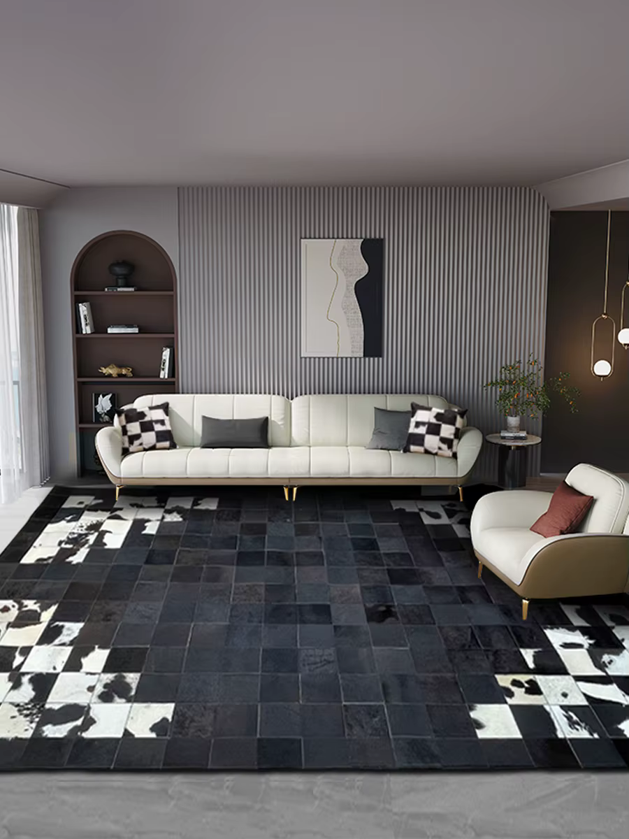 Grands tapis en peau de vache naturelle pour salon