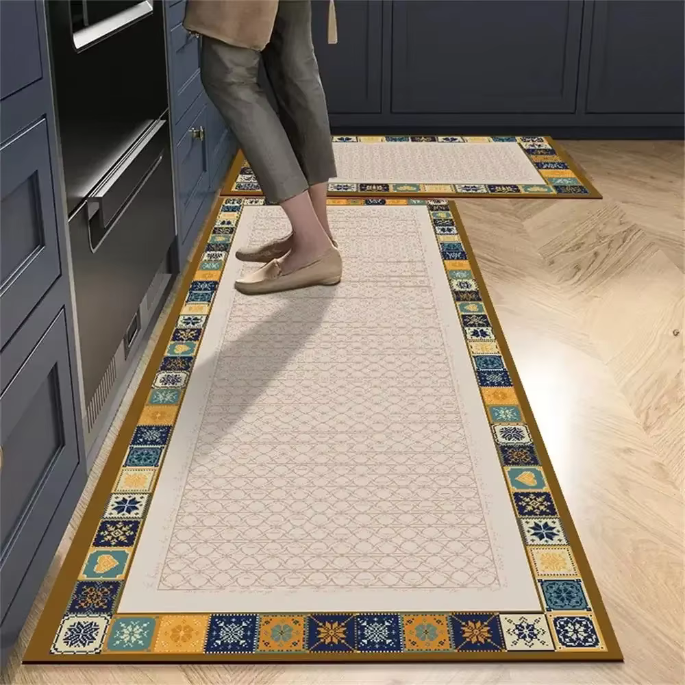 VIKAMA Tapis de cuisine marocain vintage antidérapant résistant à l'huile
