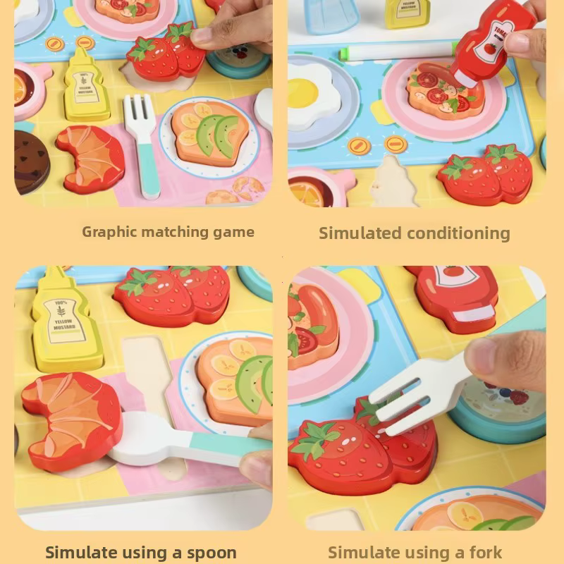Jouets de cuisine pour enfants, série de cuisine de simulation, ensemble de jouets éducatifs, ensemble d'ingrédients de cuisine en bois, jouets cadeaux