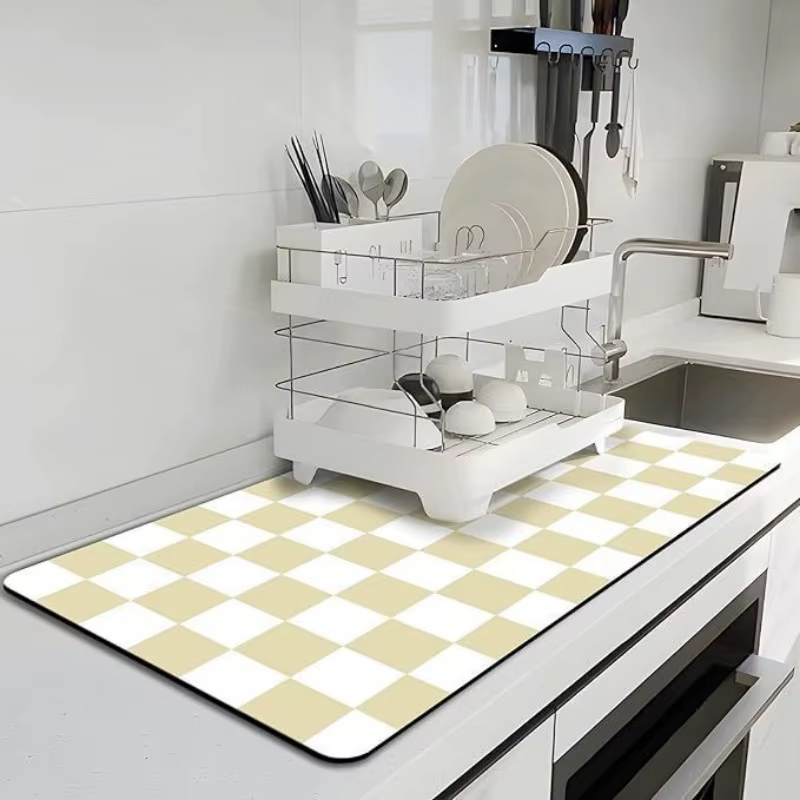 Tapis de cuisine imprimé à carreaux