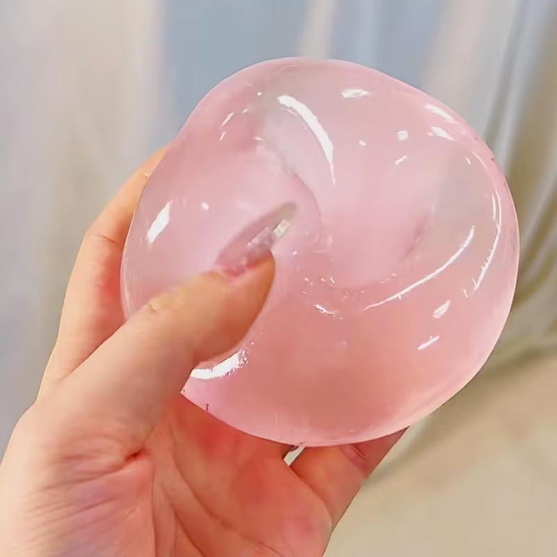 Balle anti-stress DIY mignonne et transparente de 6 cm en sucre de malt, faite à la main à l'huile de coco, à rebond lent, cadeau