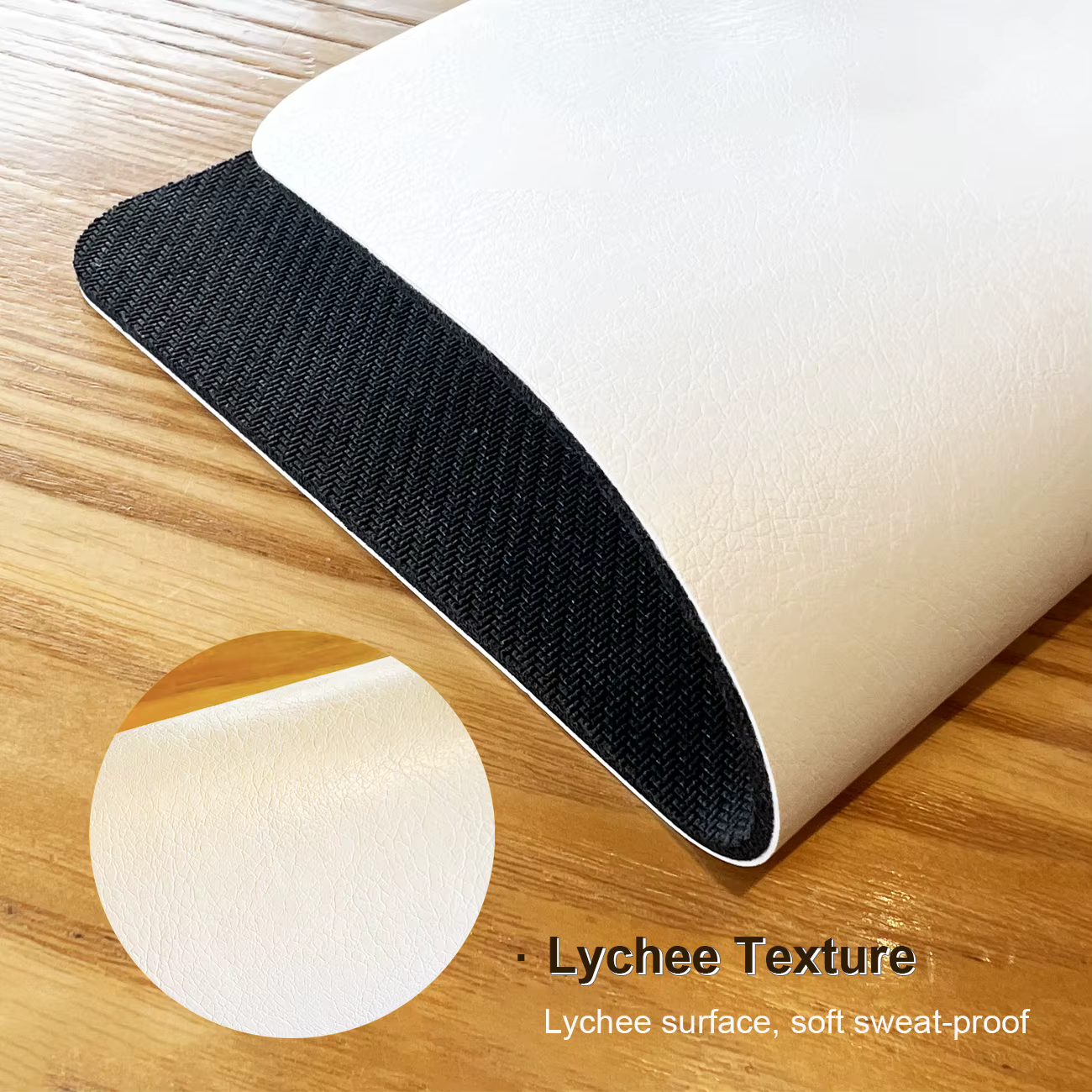 Tapis de souris en cuir souple blanc avec base antidérapante à motif Lichi imperméable pour la maison/bureau/jeu, 10x8 pouces