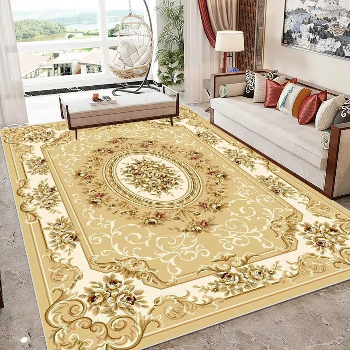 VIKAMA Tapis vintage européen de grande taille