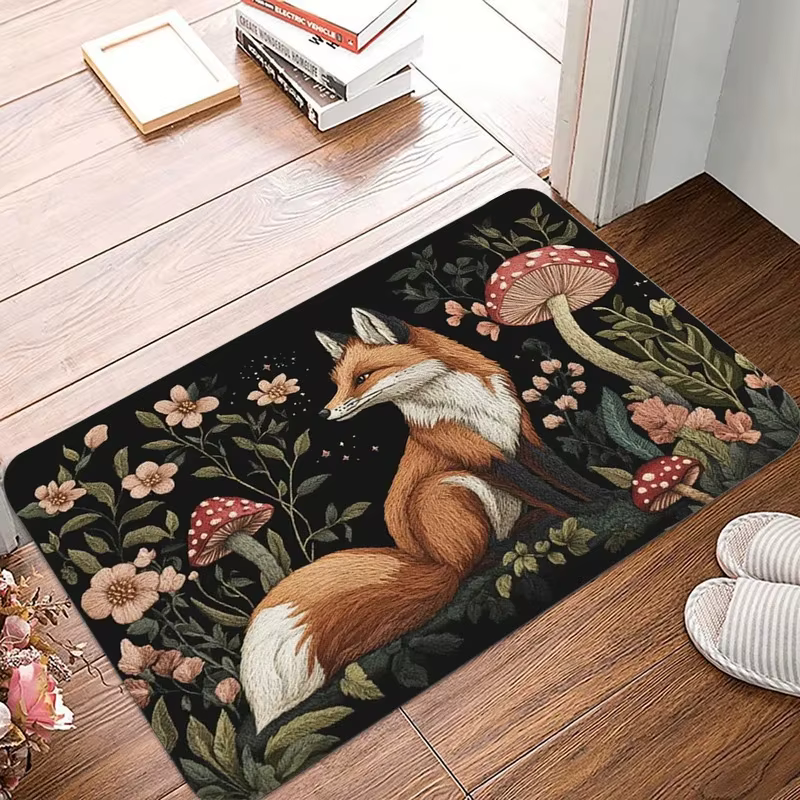 VIKAMA Tapis d'entrée style forêt renard