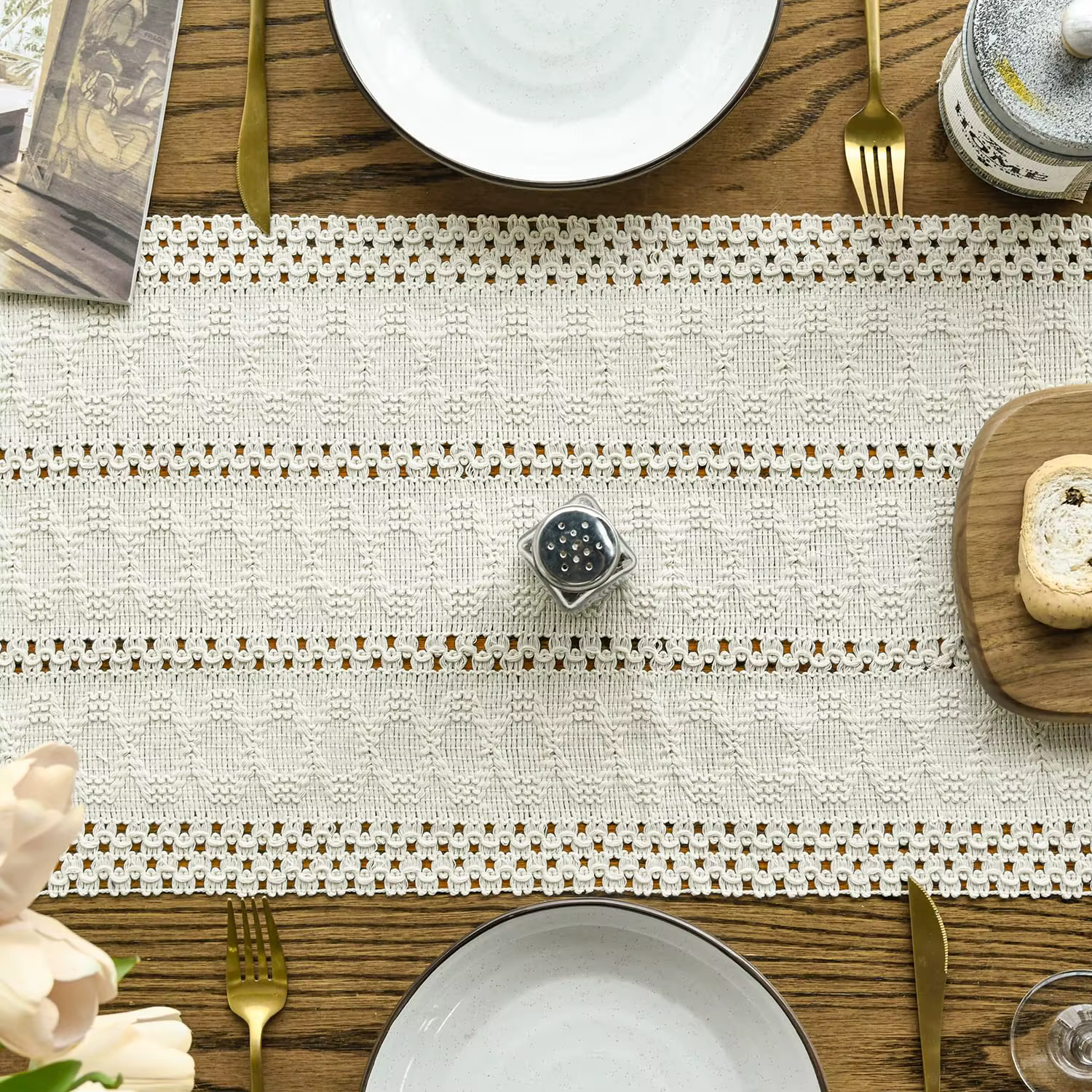 Chemin de Table creux rustique tissé de ferme