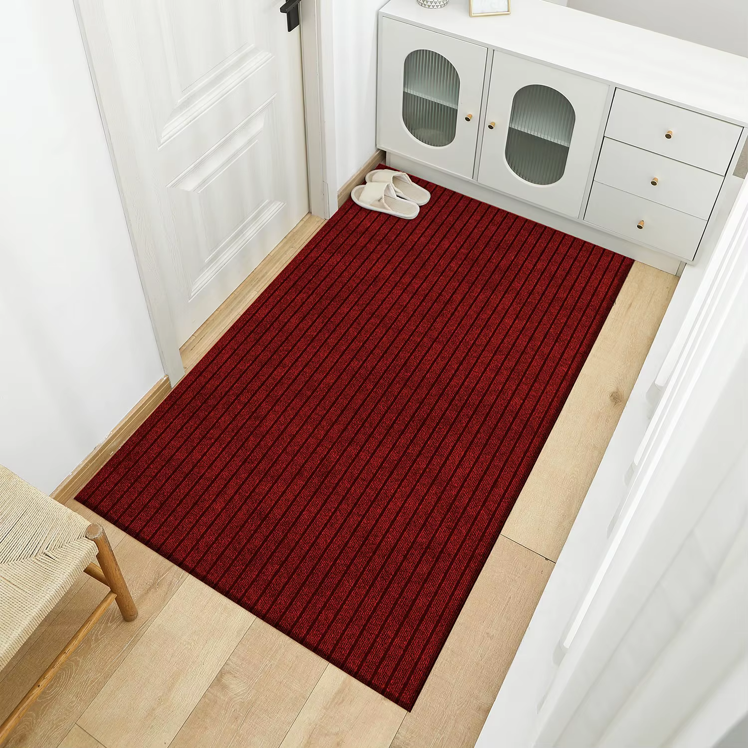 Tapis de couloir à fond en caoutchouc rayé de grande taille
