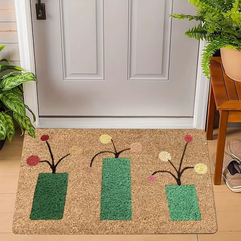 VIKAMA Tapis de bienvenue avec bouquet de fleurs 3D
