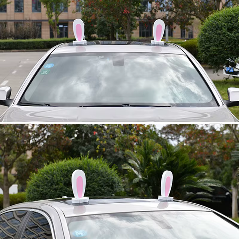 Décorations de toit de voiture, ornements extérieurs, modification de voiture, personnalisation, décorations mignonnes de dessin animé, oreilles de lapin, oreilles de chat pour l'extérieur de la voitu