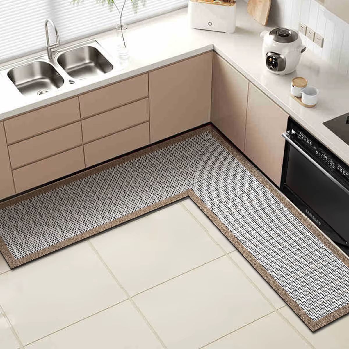 Tapis de sol de cuisine en forme de L