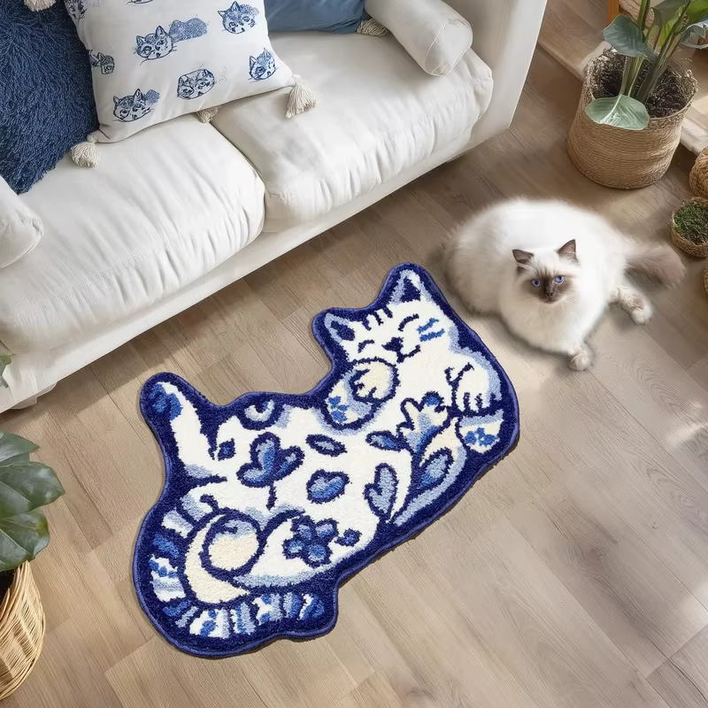 VIKAMA Tapis bleu Delft pour chat