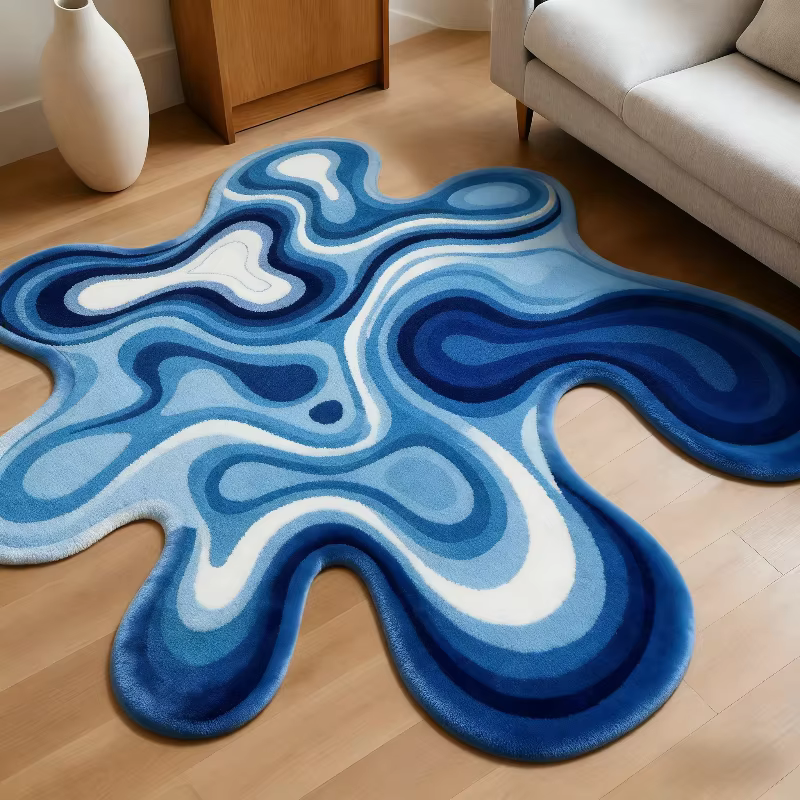 Tapis de forme irrégulière pour chambre à coucher