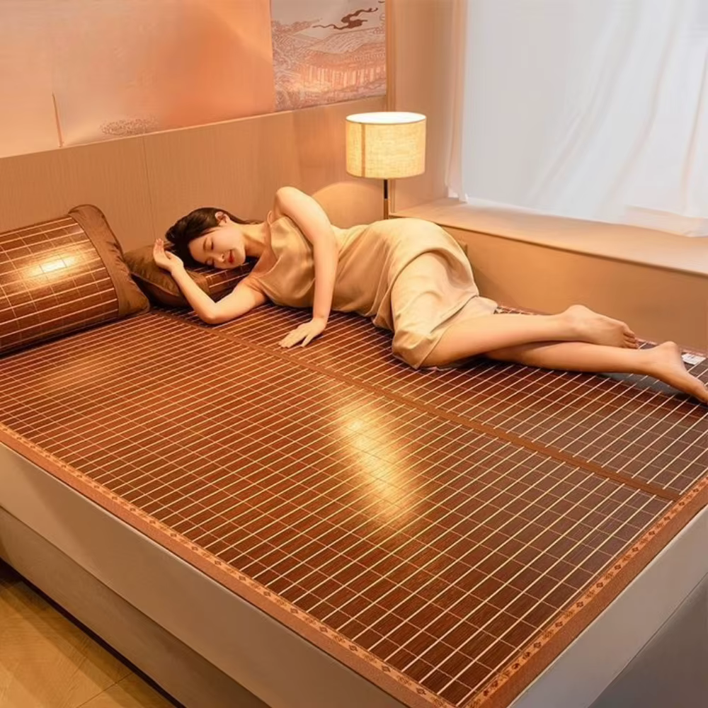 Tapis en bambou double face pliable