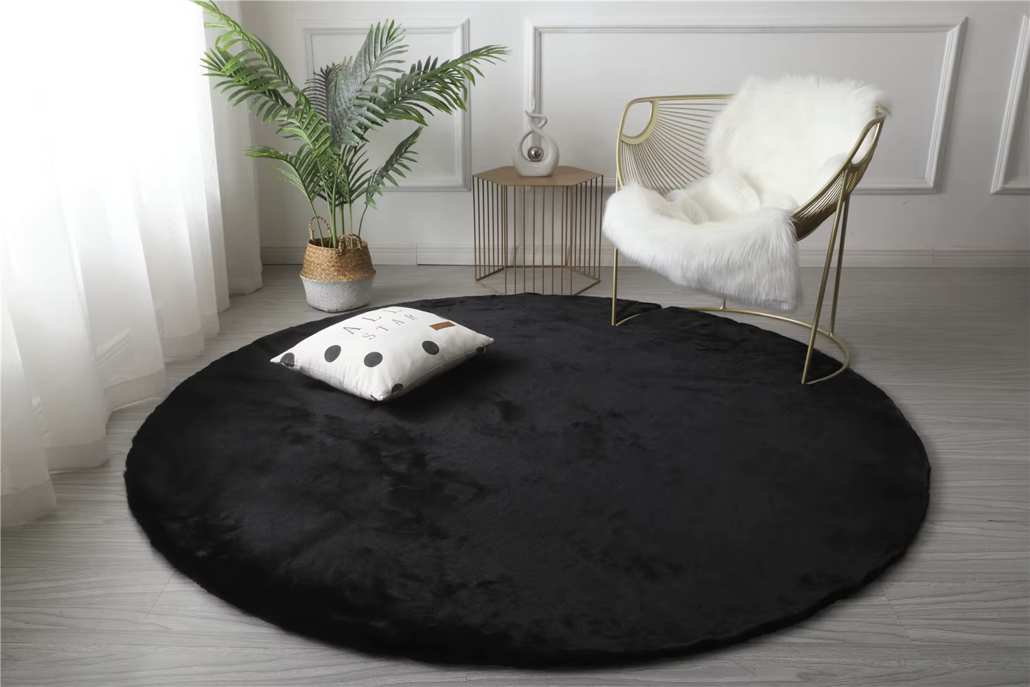 Tapis en fausse fourrure de lapin ultra doux pour salon