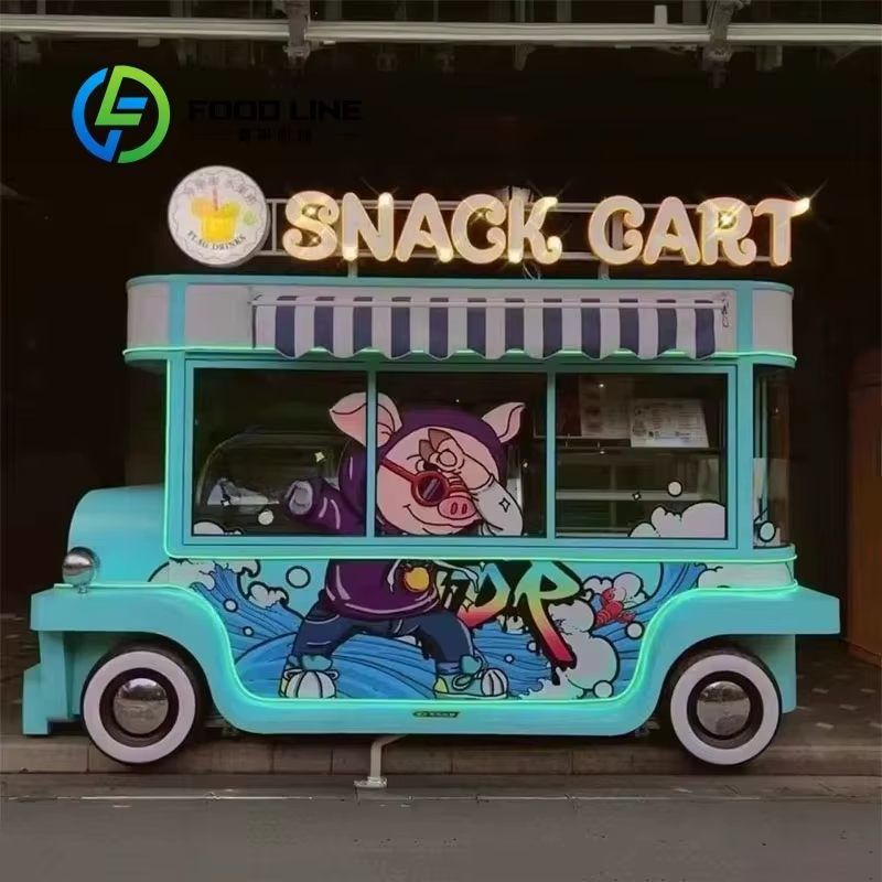 Camionnette de vente électrique vintage rétro personnalisée, multifonctionnelle, en aluminium, pour la restauration rapide, le camping, la vente de snacks de rue et la restauration mobile