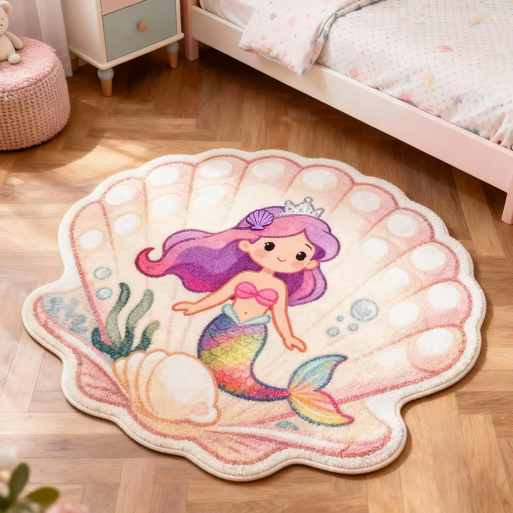 VIKAMA – tapis princesse sirène en forme de coquille