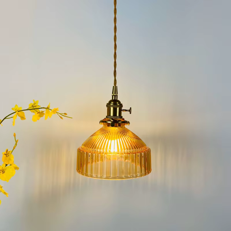 Lustre en verre et laiton de style nordique rétro, lampe de chevet créative et personnalisée pour bar, restaurant, café et chambre à coucher