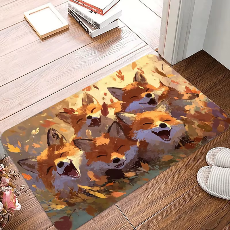 VIKAMA Tapis d'entrée style forêt renard