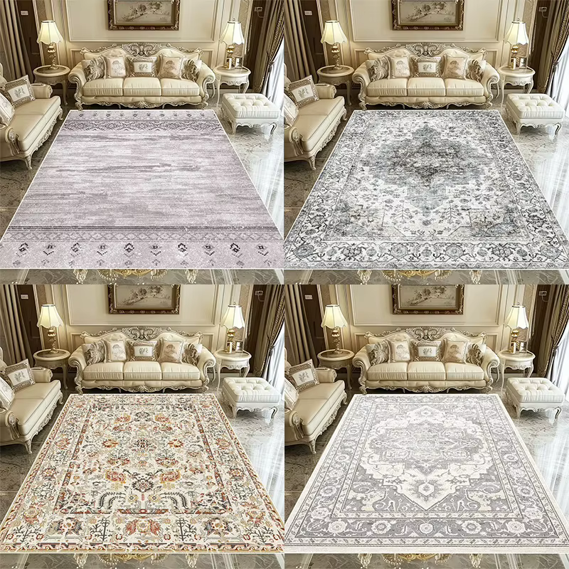 Tapis rétro européen pour salon, couloir, chambre à coucher, salon, canapé, tapis de tête de lit antidérapant