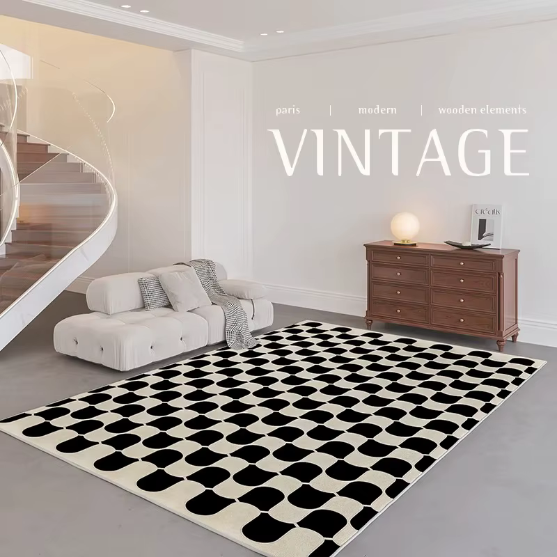 Tapis en damier rétro français