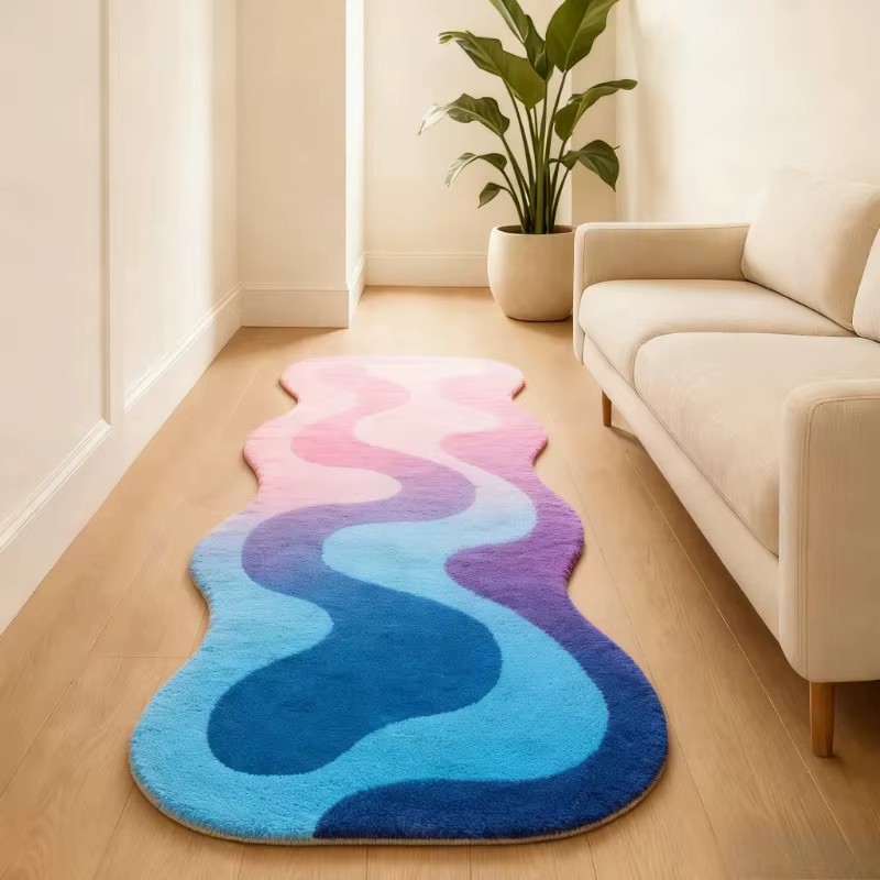 Tapis Shaggy VIKAMA – Lance de chevet irrégulière en forme de Dopamine