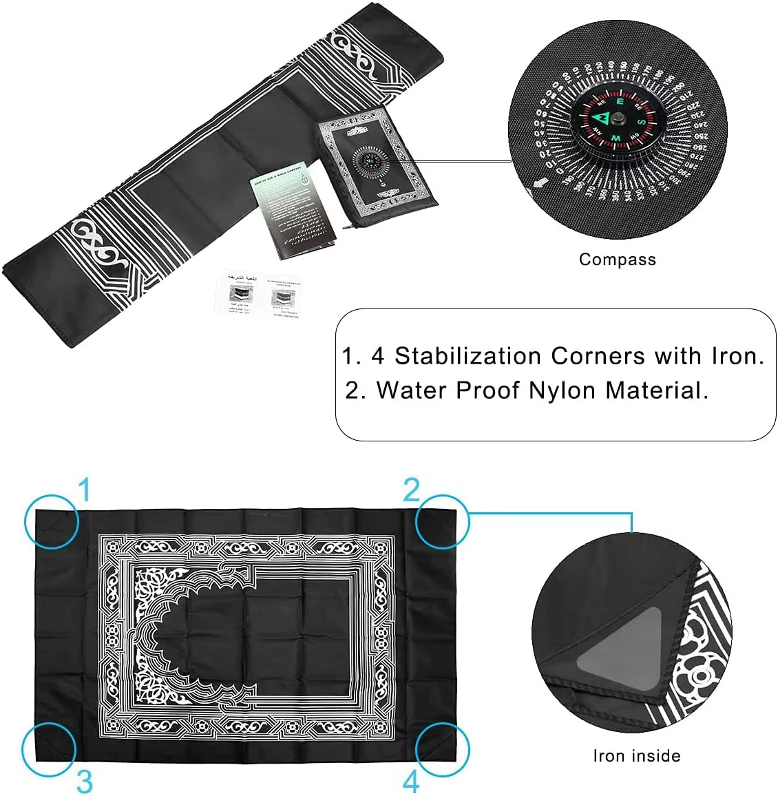 Tapis de prière en Polyester tressé Portable