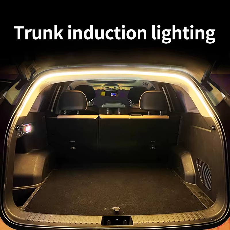 Éclairage de coffre de voiture à haute luminosité, éclairage d'ambiance, décoration intérieure, bande lumineuse LED sans fil, détection automatique, éclairage de hayon