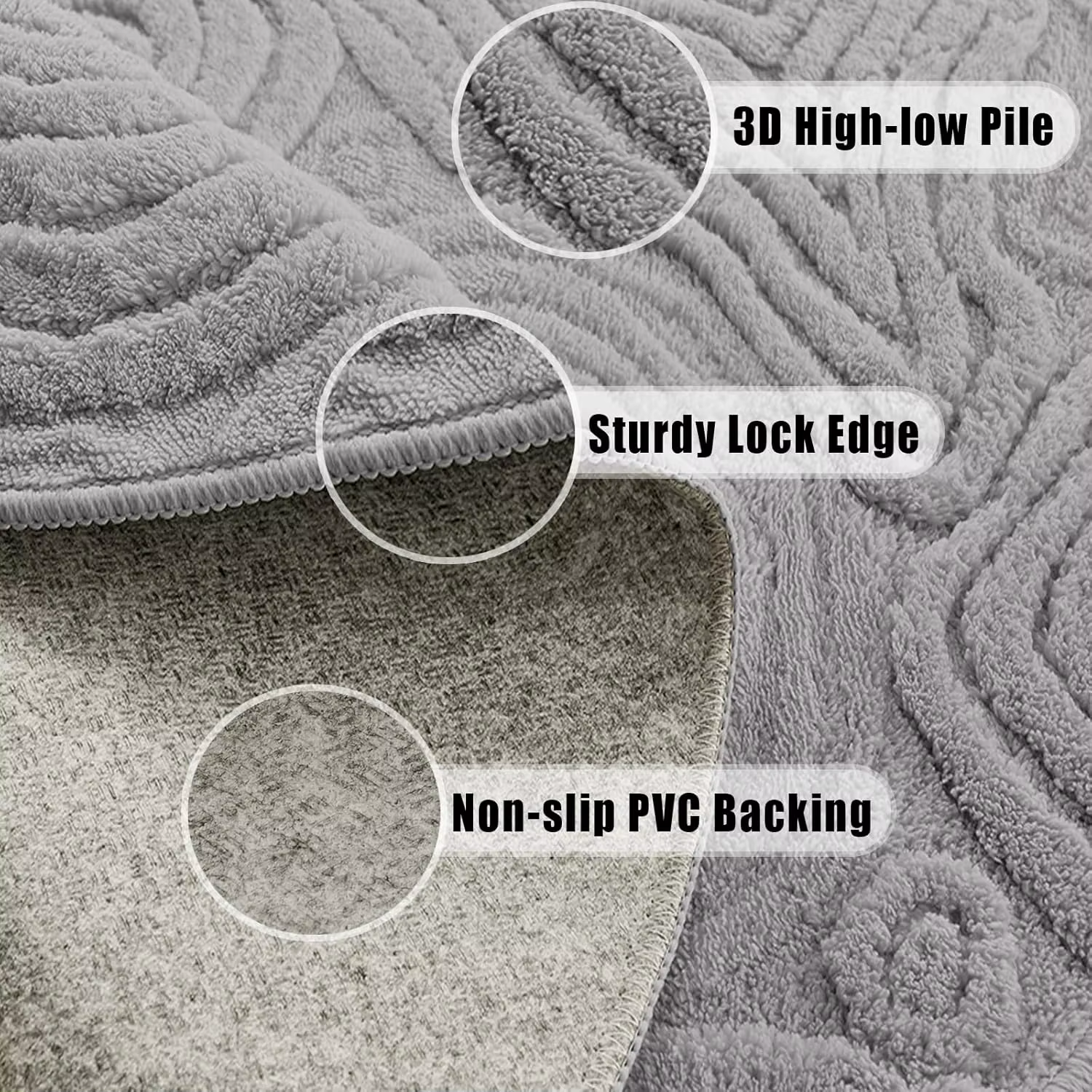 Tapis rond géométrique 3D – Polyester doux à poils longs et courts, lavable et antidérapant, tapis circulaire moderne pour salon, chambre, chambre d'enfant 60-120 cm