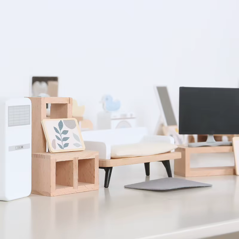 Maison de jeu en bois pour enfants, ensemble de jouets, Mini maison de poupée, ensemble de meubles simulés, articles de cuisine de chambre à coucher, accessoire de Table et de chaises 