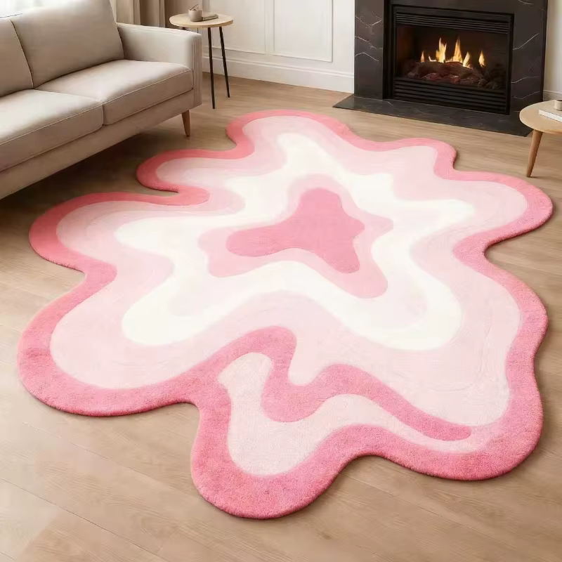 Tapis de décoration de chambre à coucher couleur Dopamine