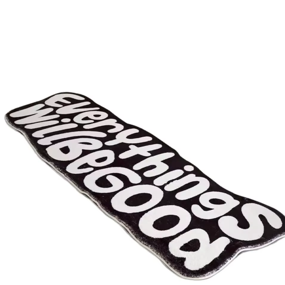 VIKAMA noir et blanc lettres Imitation cachemire bande tapis décoration de la maison refroidissement chambre lit