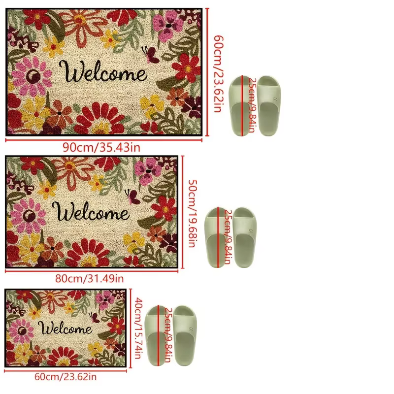 VIKAMA Garden Style Tapis de bienvenue à fleurs