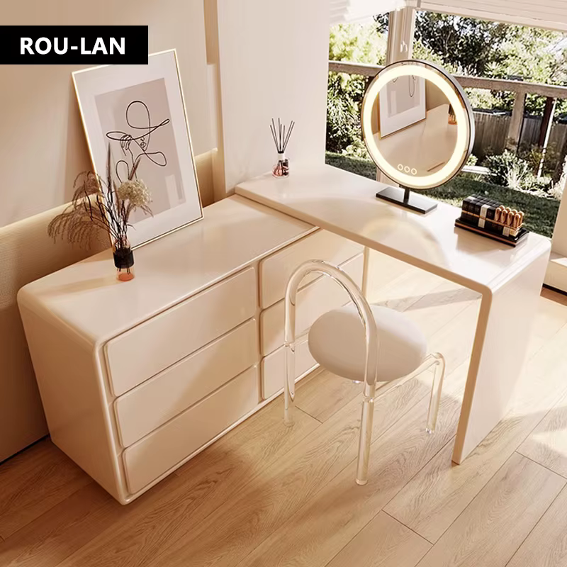Coiffeuse d'angle moderne en ligne, combinaison gratuite, seau, meuble de chambre à coucher