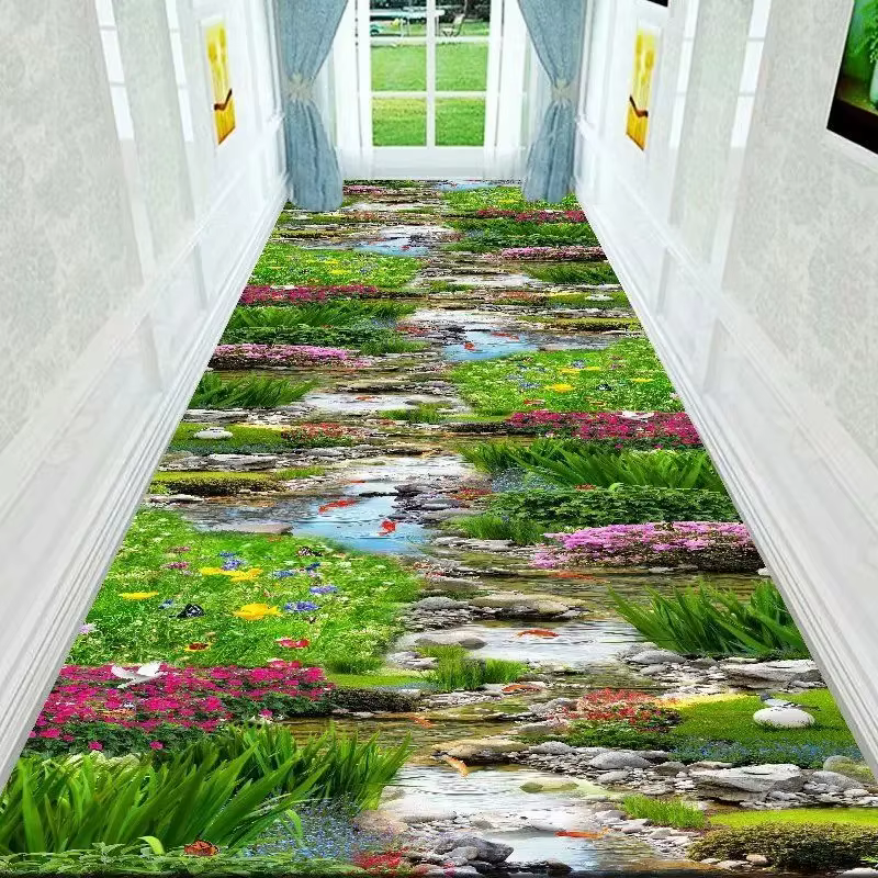 Tapis de couloir 3D vert