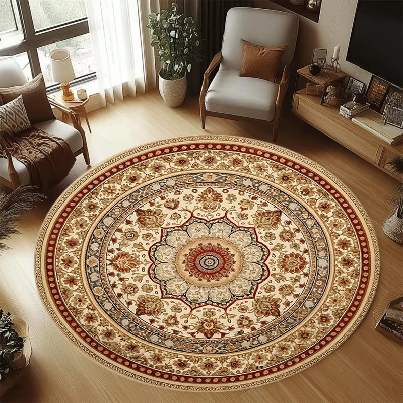 Tapis de salon rouge vin à motif persan