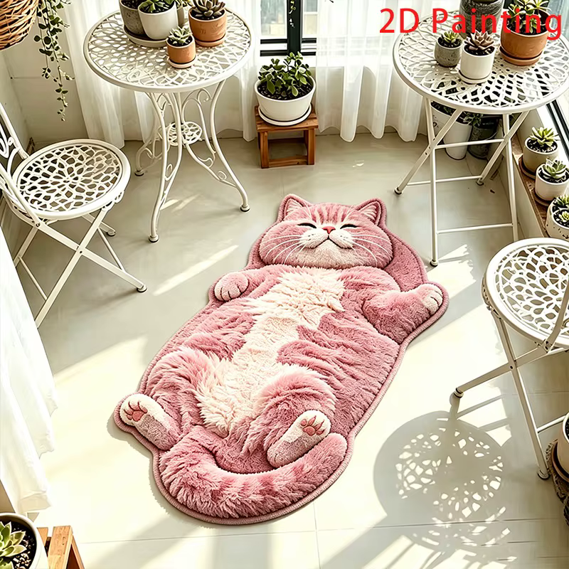 Tapis à motif de chat rose mignon et ludique