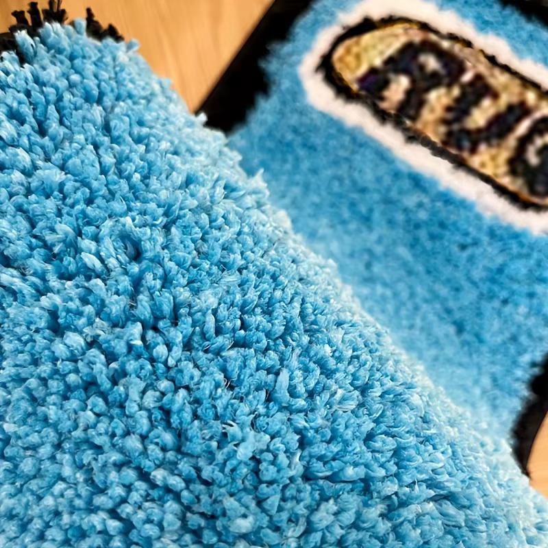 Tapis capitonné briquet bleu