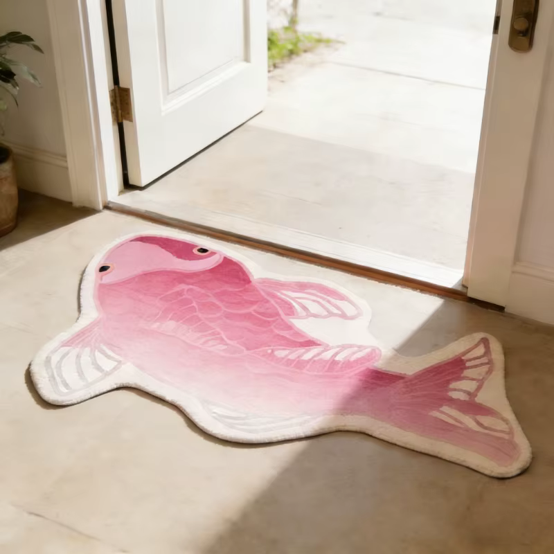 Tapis en forme de carpe Koi porte-bonheur pour salon