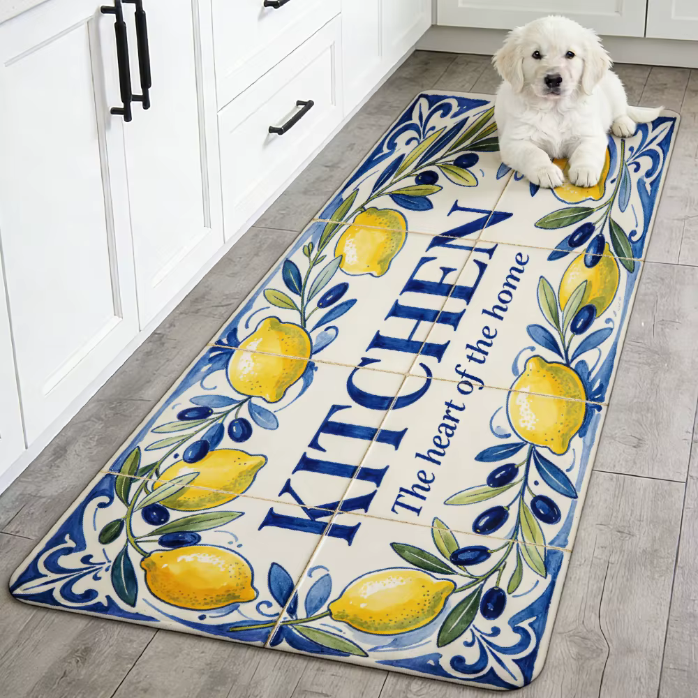 KITCHEN The heart of the home Tapis de couloir imprimé citron