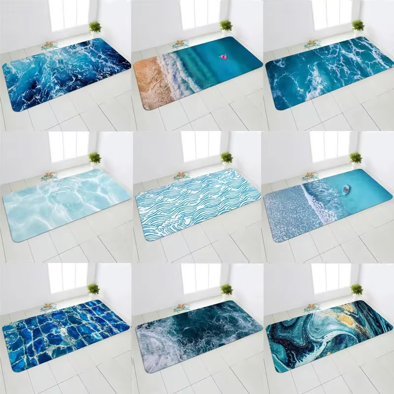 Sea beach sand wave kitchen carpet entrance door mat bedroom bathroom absorbent non-slip long