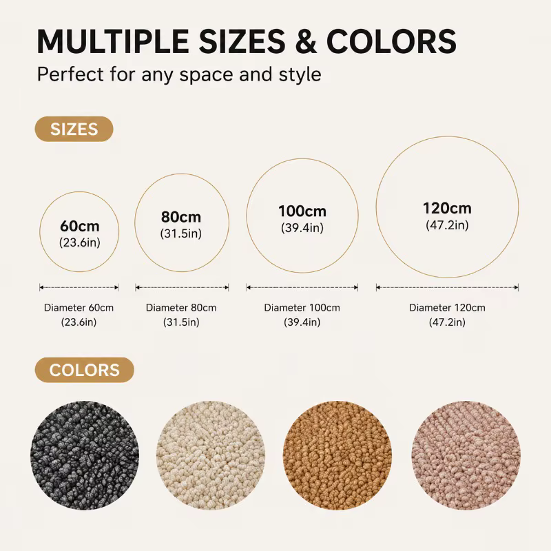 Tapis rond moderne imitation sisal